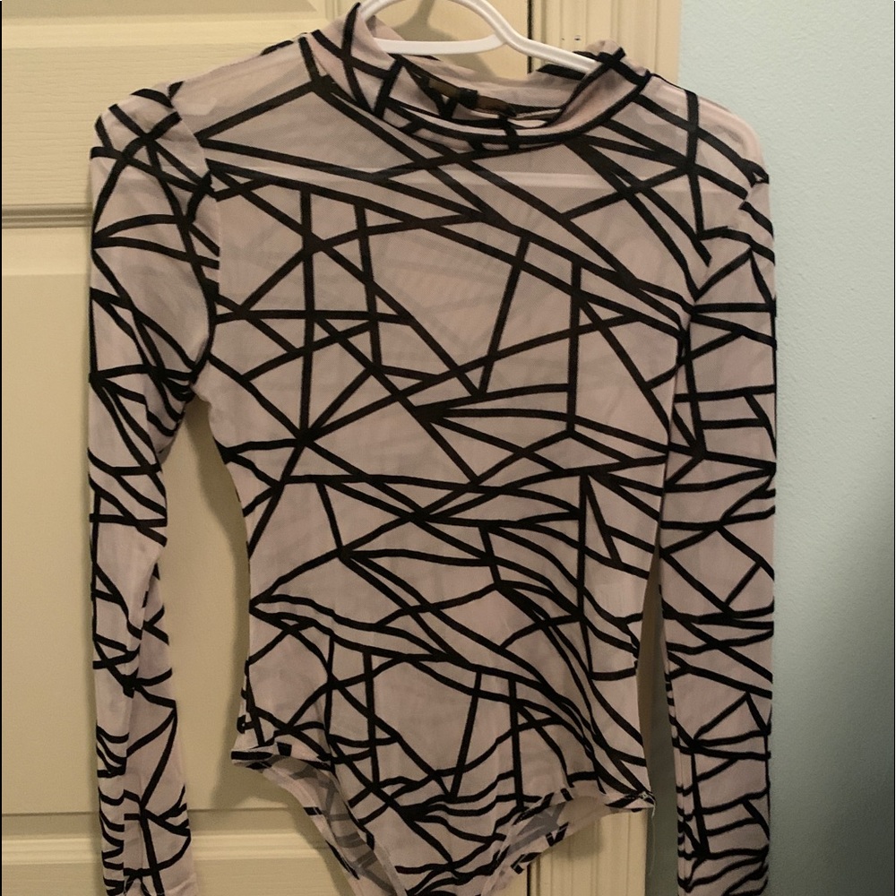 Nude/black printed bodysuit size L. Never worn